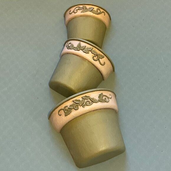 Flower pot Wall planter/pockets Sage green set of 3; - Picture 8 of 8